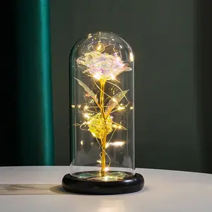 Light Up Artificial Flower in Glass Dome, Batteries Powered Rose Flower Lamp (Battery Not Included), Creative Lamp for Lover, Mom, Sister, Grandma, Birthday Gifts