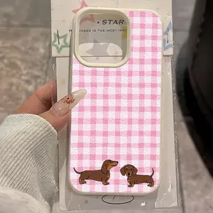 1pc Plaid Dog Pattern Phone Case, Durable Anti-Drop Protection Design, Compatible with iPhone 17/16 Pro Max/14/16 Plus/15/13 Pro/12/11/XR/air