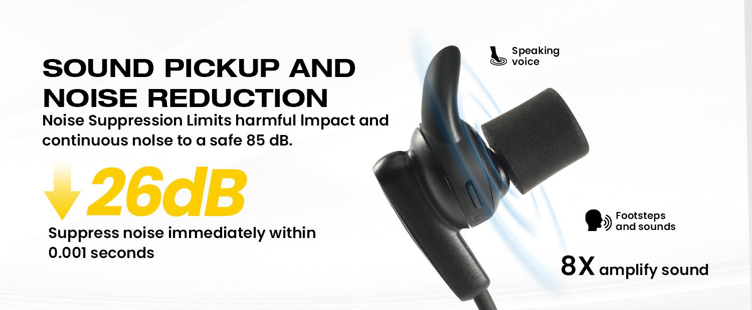ARM NEXT Shooting Ear Protection Earplugs, Ear Buds for Hearing Protection | NRR 26dB, Bluetooth 5.4, Noise Canceling & Sound Amplification, Tactical Hearing Protection for Gun Range
