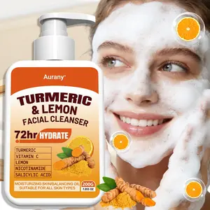 Turmeric Lemon Facial Cleanser, Moisturizing Facial Cleansers, Turmeric Lemon Face Wash Vitamin C Foaming Facial Cleanser, Gentle Foaming Cleanser For All Skin, Removes Impurities, Brightens Dull Skin For Clear Complexion, Suitable For Sensitive Skin-200G