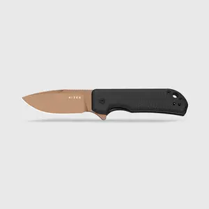 Kizer Nice Guy V3011T1 Camping EDC Cutlery - Black Micarta Handle, Sunset Metal PVD Coating, D2 Tool Steel Blade