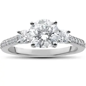 2 ct Round Diamond 3-Stone Lab Created Eco Friendly Engagement Ring White Gold