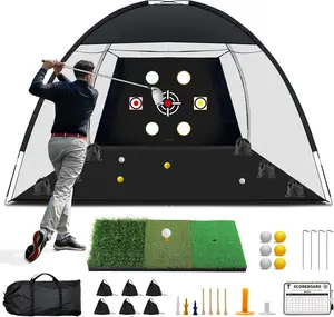 SELPON Golf Net 10x7 Ft Practice Hitting Net with Tri-Turf Mat Ball Tee Carring Bag All-in-One Multi-Target Training Aid for Outdoor Indoor Chipping Driving Ideal Gift for Men Enthusiasts