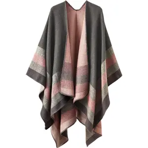 Shawl Wraps for Women Elegant Knitted Cape Open Front Poncho Scarf Blanket Cardigan Oversized Coat
