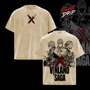 Vinland Saga Vintage Washed Oversized T-Shirt, Thorfinn Canute Askeladd Anime Manga Graphic Tee, Viking Warrior Dark Aesthetic Shirt, Acid Wash Heavy Cotton Streetwear, Unisex Japanese Anime Tee, Retro Nordic Style Top, Gift for Anime Fans
