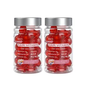 Eco Finest Hair Vitamin Oil Capsules - No Rinse Serum with Argan Macadamia & Avocado Oils Vitamins A E Pro B5 for Women & Men 80 Capsules leave-in care oil
