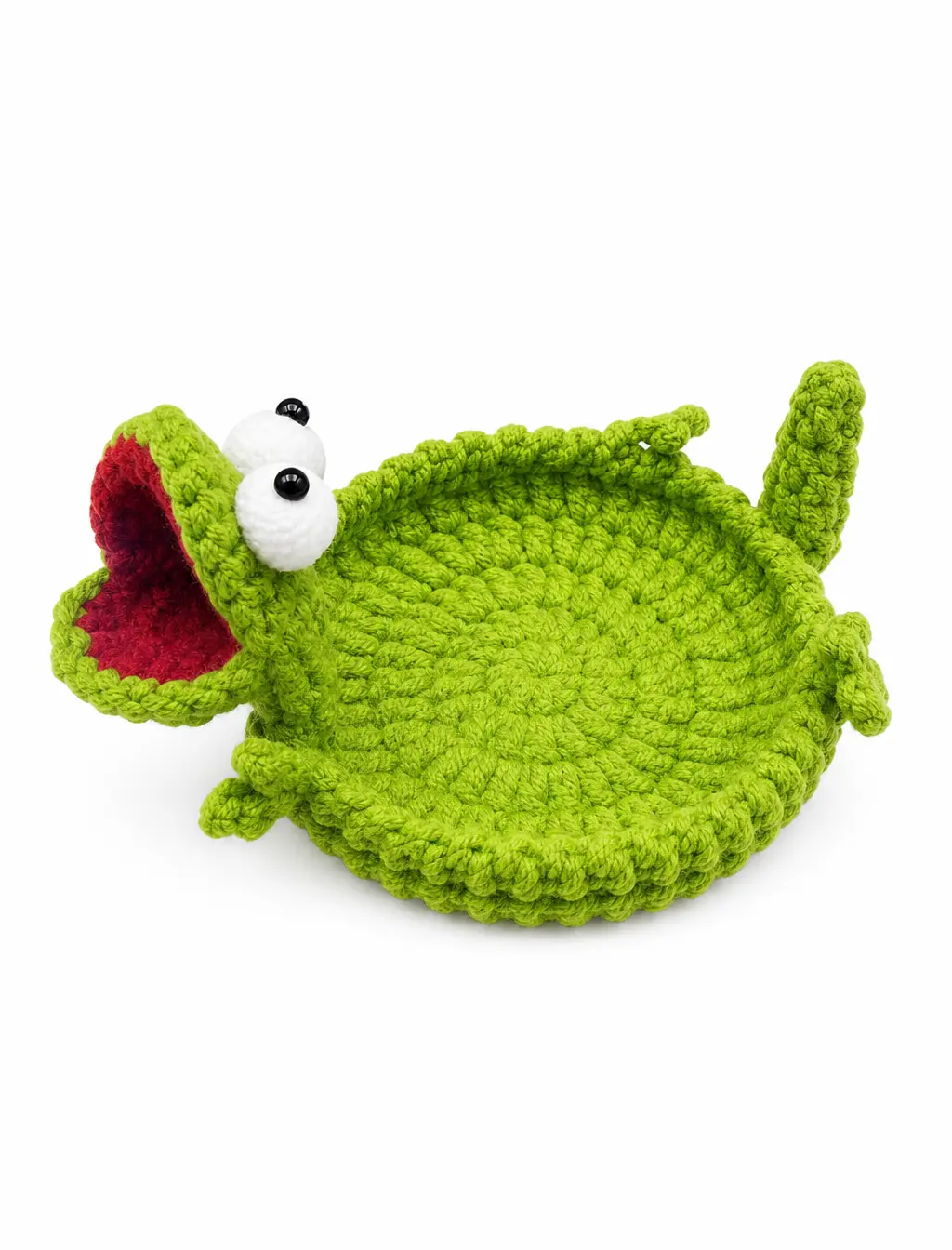 Handmade Crochet Screaming Lizard Coaster, Cute Funny Cartoon Reptile Cup Mat, Green Knitted Drink Holder, Desk Decor Gift