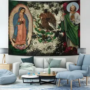 Our Lady of Guadalupe Themed Tapestry: Soft Mexican style tapestry, suitable for decorating a believer's room.