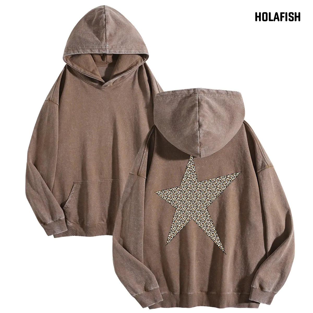Holafish Womens Trend Printed Hoodie Unisex Oversized Heavyweight Vintage Sweatshirt Hooded Winter Warm Streetwear Loose Fit Streetwear Casual Asymmetrical Statement Tops summervibes