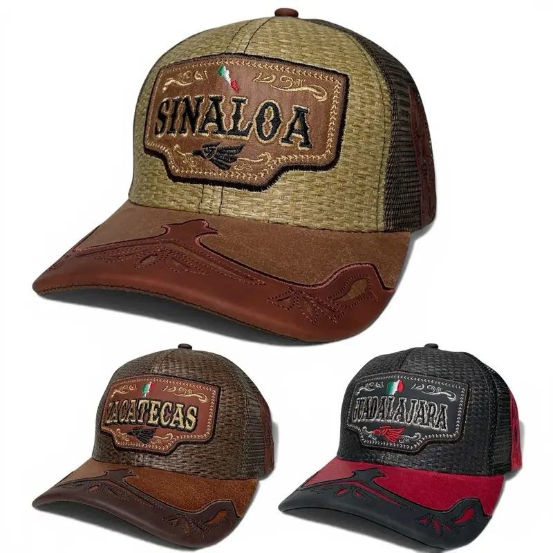 Gorras Charras Vaqueras Mexico, Sinaloa, Michoacan, Zacatecas, Guadalajara, Bordado, Adjustable, Visera Curvada Leather Patch Hat Embroidered Hat