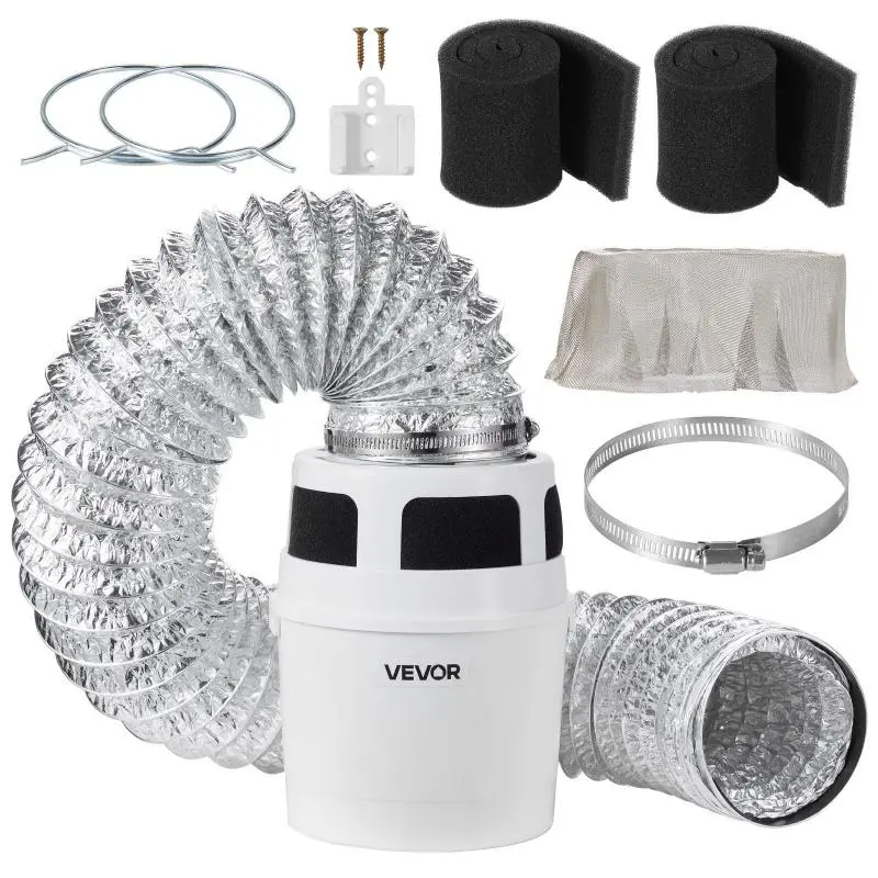 VEVOR 3-in-1 Indoor Dryer Vent Kit, with Bucket for Electric Dryer with 4-Inch by 5-Feet Extendable Exhaust Hose, Premium Quality & Light Weight & No Extra Accessories Required for Apartments, RVsSummervibes