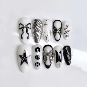 Kpop Inspired Press On Nails, Red and White Kpop Nail Set, Concert Nails, 7 Spirit Arirang Press On Nails, Kpop Fan Nail Art 145E6P