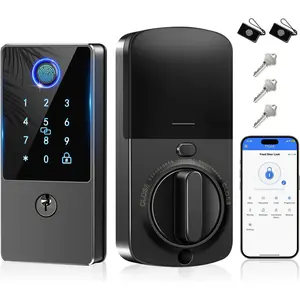 Door Lock Deadbolt, Keyless Entry Door Lock with Fingerprint & Keypad,App Control,Auto Lock,Secure  Digital Lock for Front Door  Apartment Rental,Easy Installation,Matte Black