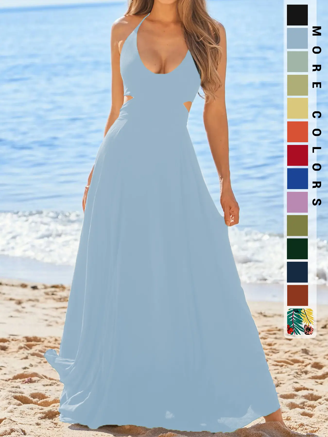 Women's Plain Cut Out Backless Halter Maxi Dress, Boho Bohemian Sleeveless  Tie Back A Line Dress for Beach Holiday Vacation, Ladies Clothes for All  Seasons, Womenswear - TikTok Shop