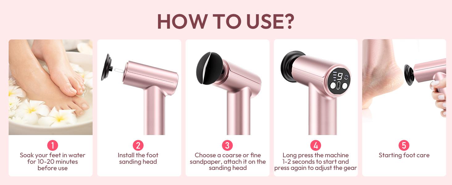 Electric Foot Callus Remover - 2 in 1 Rechargeable Electric Callus Remover for Feet, Pedicure Tools with 70pcs Sandpapers, Professional Foot Scrubber File for Dead Skin - Pink