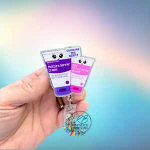 Moisture Barrier Badge Reel - Funny 'Show Me The Booty' Design with Skin Protectant Cream & Ointment - Retractable ID Holder for Nurses, CNAS, Healthcare Workers