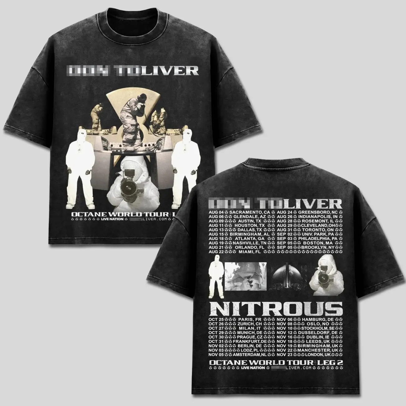 Men's Classic Seamless Short-Sleeve Cotton Donny Toliver Octane World Tour Leg 2 Nitrous Concert Graphic T-Shirt - Hardstone Psycho Vintage Bootleg Retro Acid Washed US Unisex Oversized Heavyweight Washed Black Menswear Top, Shortsleeve E7M