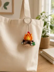 Handmade Crochet Campfire Keychain | Cute Amigurumi Bonfire Keyring | Cozy Camping Bag Charm | Outdoor Lover Gift | Handmade Crochet Gift