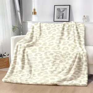 Contemporary Flannel Blanket With Light Brown Leopard Print All-Season Soft Throw For Sofa, Bed, Travel & Camping Durable Multi-Use Home Decor, Throw Blanket For Couch, Comfortable Bedding