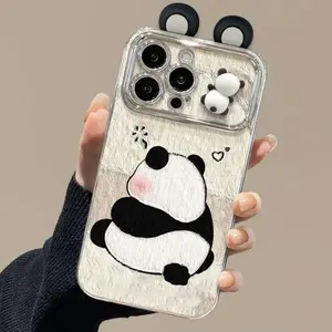 Panda Back View Ears Three-Dimensional Ear Figurine Phone Case for   iphone 17 pro max case  16 15 14 13 12 11 Pro Max Transparent TPU Soft Shell Protective Cover Shockproof Casing with Adorable Design