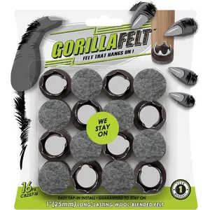 GorillaFelt Chair  Floor Protectors/Felt Chair Glides (Set of 16) Tap- Felt Furniture Pads Guaranteed to Stay , 1 Inch Round Chair Sliders