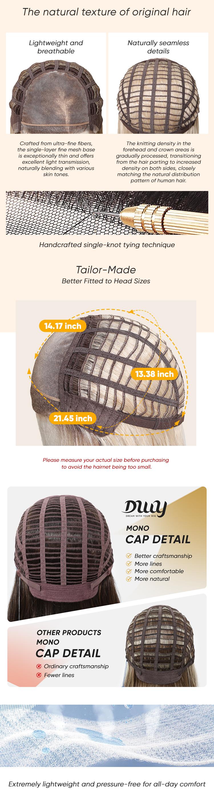 Veronica C-DWY Mono Lace Front Free Part Mid-Length Straight Rooted Platinum Blonde Glueless Synthetic Wig for Women 20 Inches