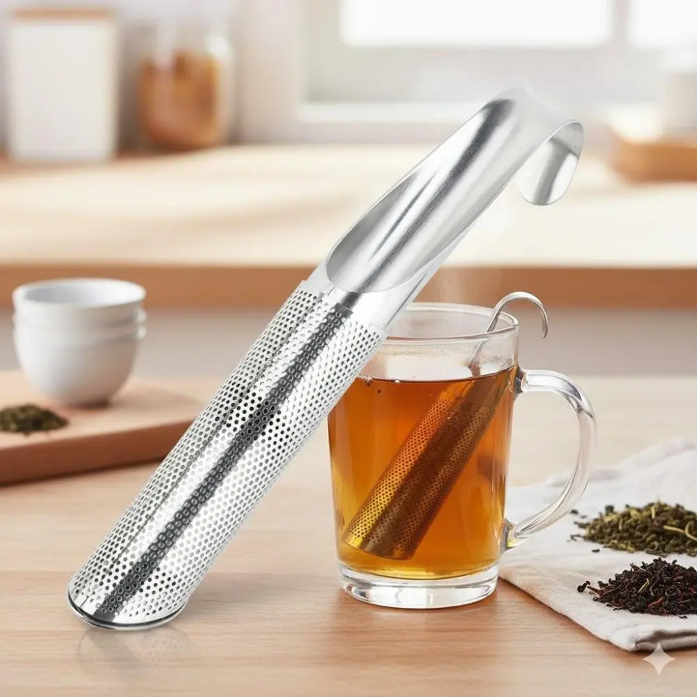 Stainless Steel Tea Infuser with Hook Handle, Fine Mesh Filter for Loose Leaf Tea and Coffee, Reusable and Easy to Clean, Ideal for Gongfu Tea, Pour Over Coffee, Home Brewing, Kitchen Essential Durable Tool.