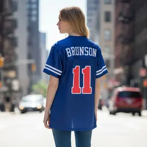 Custom Jalen Brunson Glitter Flake Blue Mesh Jersey