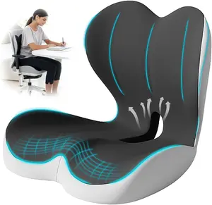 New Upgraded Non-Slip Memory Foam Seat Skin-Friendly Extended Zipper Easy Remove Wash Back Support Cushion Comfy Chair Adjustable Chair Breathable Cloth Leg Pain Mesh-Sciatica Relief for Long Drives, Semi Truck Accessories