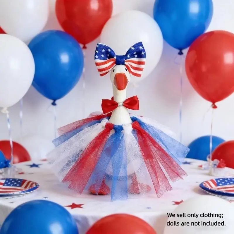 7-Inch Mini Duck Costume Set, Independence Day Theme, Party Supplies, Party Gifts, Patriotic Gifts, Wedding Dress for Ducks, All-Season Mini, Desktop Display Only, No Duck Included