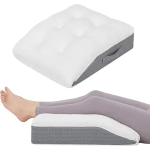 Memory Foam Leg Elevation Pillow, Dual-Layer Patent Design Support Pillow to Raise Feet for Circulation, Leg Wedge Pillow for Sleeping, Knee Pillow for Knee Hip Ankle Pain Relief, 1PC
