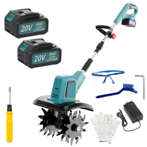 KITESDER 20V Cordless Tiller Cultivator, Brushless 360 RPM, 2×4.0Ah Batteries, Adjustable Ergonomic Handle, Lightweight Electric Garden Tool for Soil Loosening & Weeding