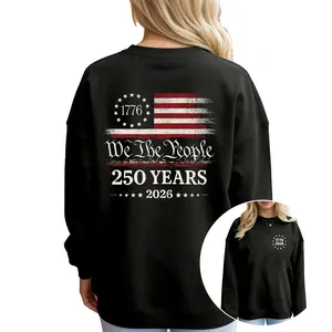 Women's Long Sleeve Sweatshirt with USA Flag – We The People 250 Years Celebration