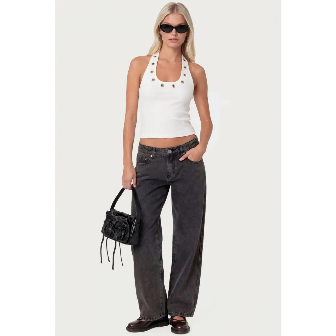 Petite Raelynn Washed Low Rise Baggy Jeans