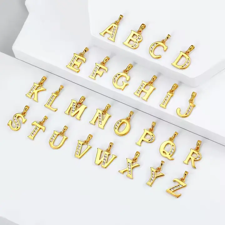 14k Gold Filled Initial Letter Pendant with Crystal Accents, A-Z Alphabet Charm, Individual Letters 14k Gold Filled Initial Letter Pendant with Crystal Accents, A-Z Alphabet Charm, Individual Letters