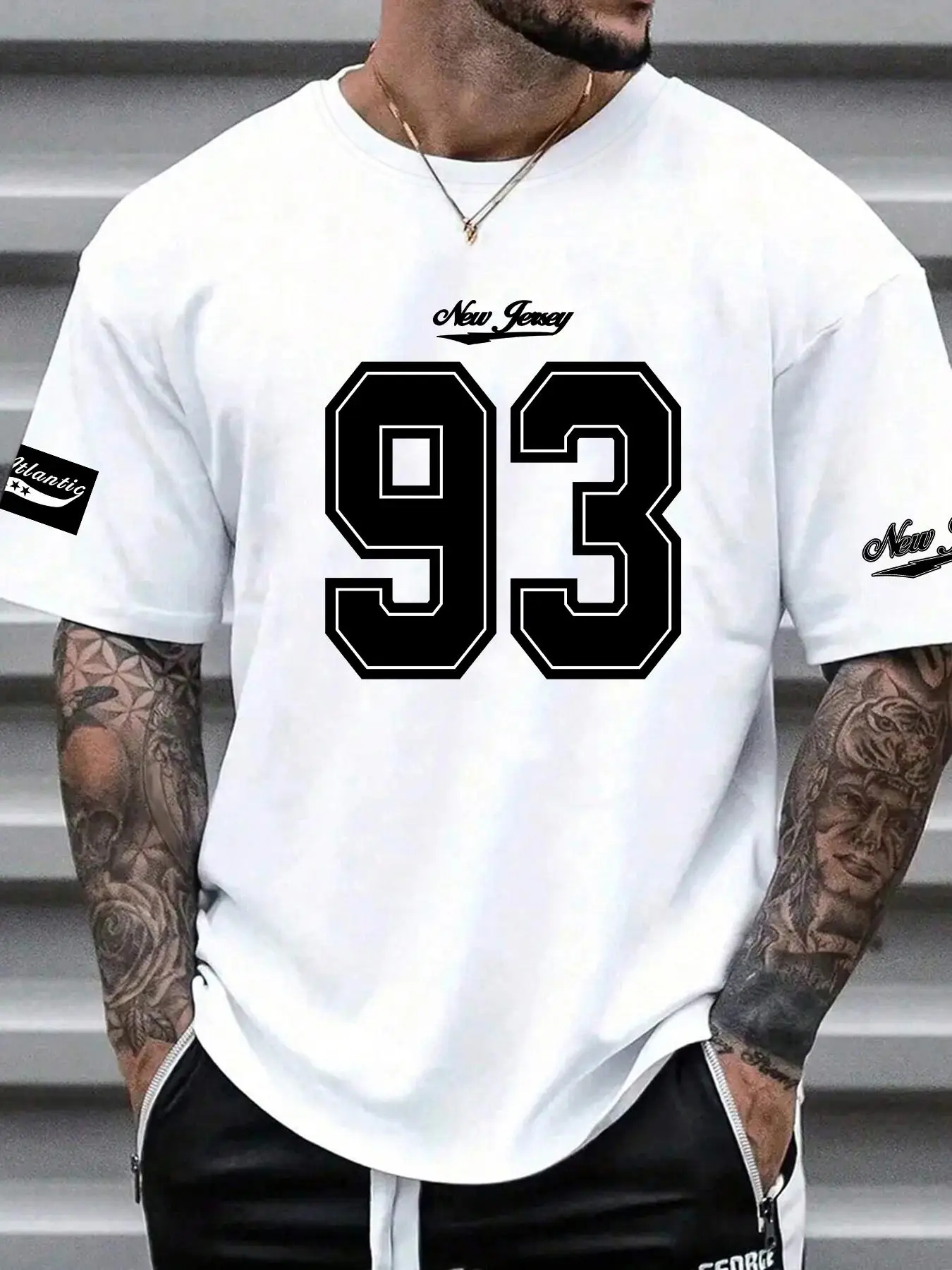 Men's Loose Letter & Figure Print Drop Shoulder Tee, Casual Short Sleeve Round Neck T-shirt for Summer, Summer Outfits 2024, Fashion Men's Street Clot