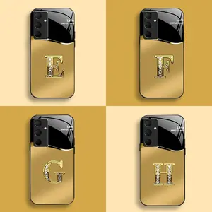 Suitable for [Galaxy A35] New high-end gold letter glass mobile phone case New business simple metal paint electroplated glass mobile phone case Affordable anti-fall and anti-fingerprint 995