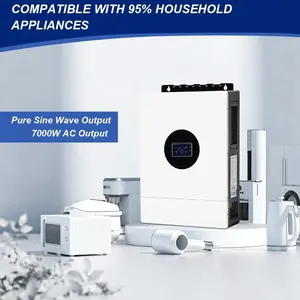 7000W 48V Split Phase Hybrid Solar Inverter 120A MPPT Controller 110V/220V 10500W PV Input Parallel 6 Units WiFi Bluetooth Off-Grid Solar System