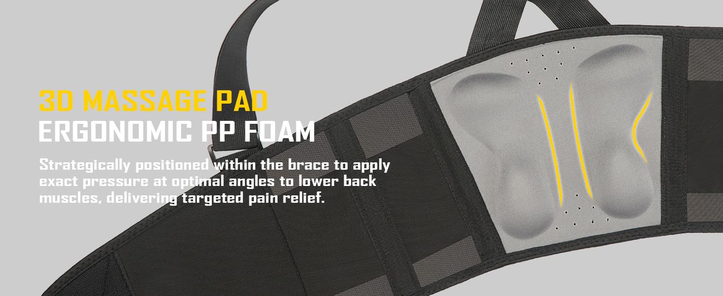 COOLJOB Expert Back Brace for Lower Back Pain Relief, Powerful Lumbar Support with 3D Foam Pad and Elastic Shoulder Strap, Breathable Adjustable Support Belt