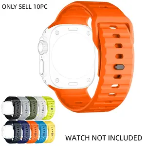 Sport Watch Band (Band Only), 10pcs Soft Silicone Watch Band, Waterproof Replacement Watch Band for iWatch Series 9 8 7 6 5 4 SE