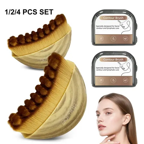 Women's Oval Lymphatic Drainage Soft Bristles Dry Brushing Tool - 1/2/4PCS for Adults, Cleansing, Chin Contour, All Skin Types, Facial Care Tool, At-Home Spa Treatments, Self Care Finds, Compact Storage Gift