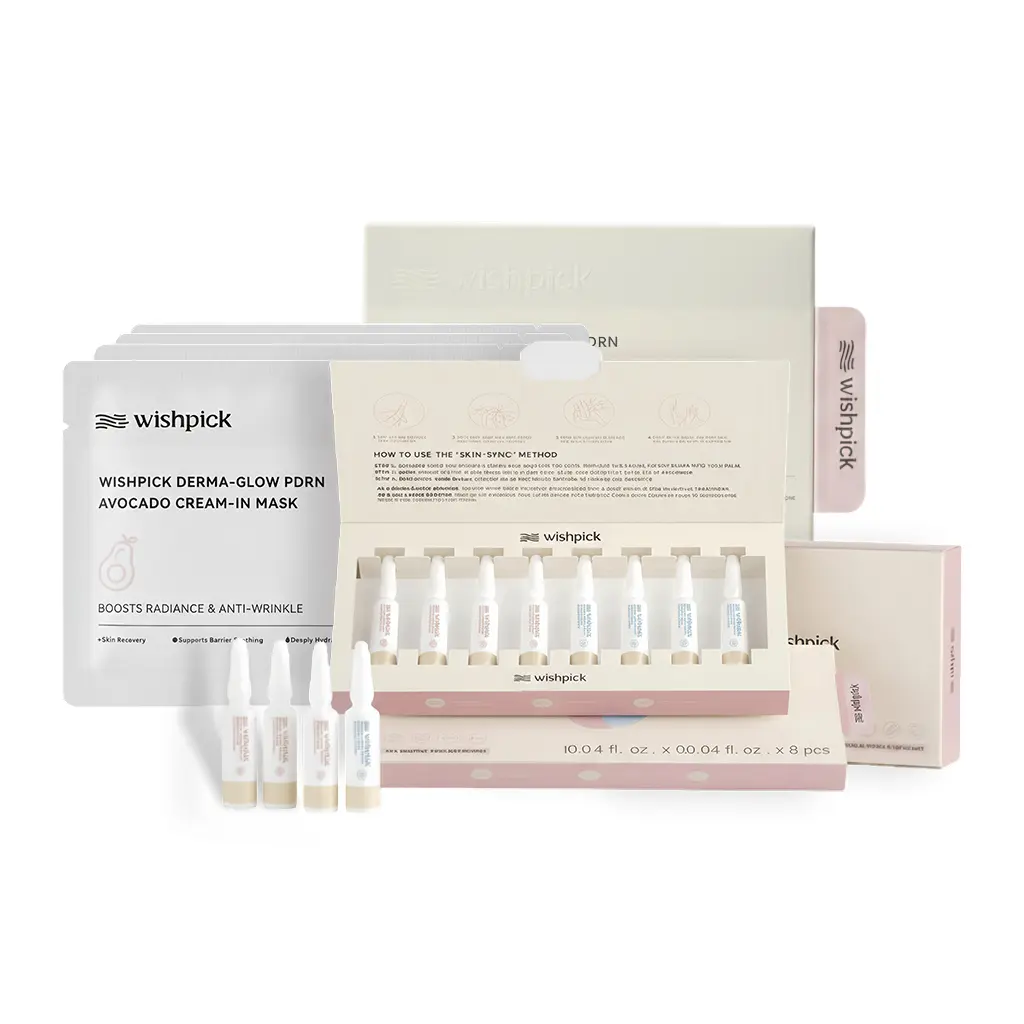Wishpick PDRN Combo Set – Cream-In Face Mask + Serum Ampoule, 99% Salmon DNA PDRN for Hydration, Smoothing, Perfect Combo for Daily Skincare Care Gentle