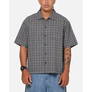 Carre Plaid Button Up Shirt Black-Plaid