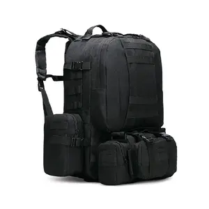 Military Style Tactical Backpacks 4 in 1 for Camping Hiking Hunting Bug Out Bag Outdoor 55L Assault Pack Black
