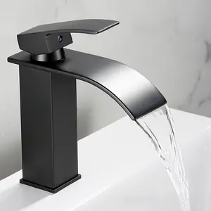 Bathroom faucet, with both hot and cold water outlets, in an arc-shaped nozzle, suitable for bathrooms and camper van bathrooms.