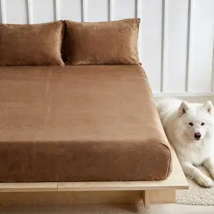 Luxury Velvet Fitted Sheet Set, Soft Smooth Touch, King Queen Size, Includes One Fitted Sheet and Two Pillowcases, Durable and Washable