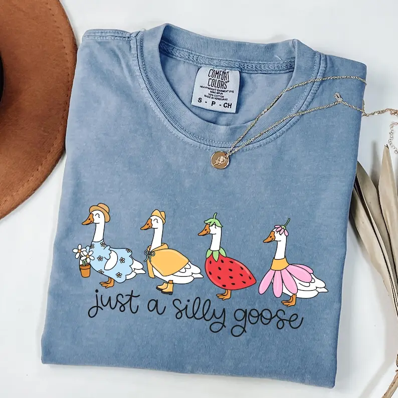 Comfort Color Shirts,Silly Goose on the Loose Shirt, Goose T-shirt, Silly Goose Shirts, Funny Graphic Shirt, Cute Goose Shirt, funny graphic tees