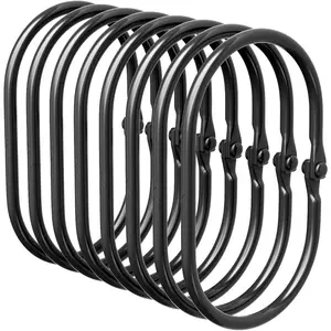Shower Curtain Rings and Hooks, Black Metal, Rust Proof, Anti-Drop, Smooth, 12 Pcs for Shower Curtain Rod