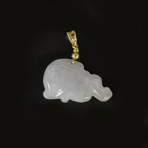 Natural Jade Jadeite 'Cute Dolphin' Pendant Charm 14x22mm, Free Necklace
