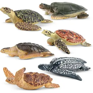 P-MTS027   6PCS Realistic Sea Turtle Figurines, Plastic Ocean Sea Animals Figures Set Includes of Turtles, Educational Toy Cake Toppers Christmas Birthday Gift for Kids Toddlers